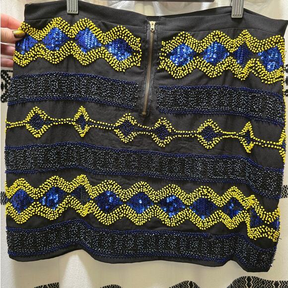 Forever 21 black beaded sequin embellished mini skirt large - Picture 7 of 10